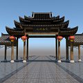 Chinese-style entrance archway 3d model