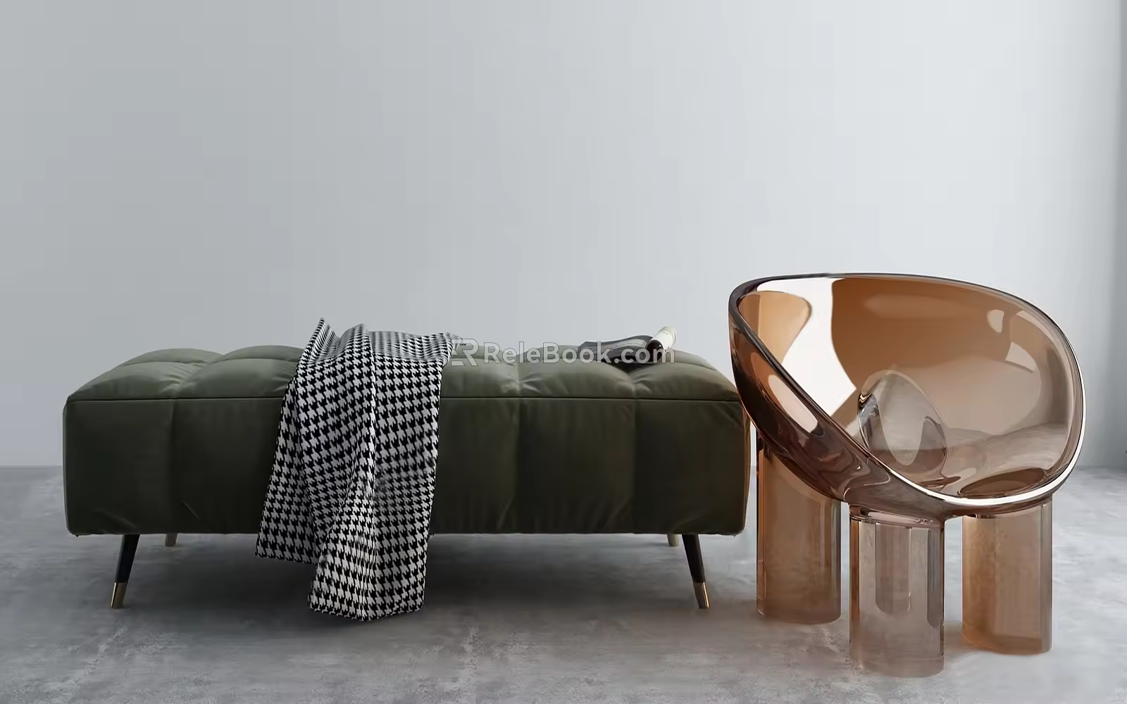 Modern bed end stool 3d model