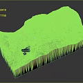 Detailed Natural Landscape 3D Model Featuring Mountain Lake And Green Vegetation