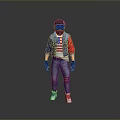 Stylish Motorcycle With Rider In American Flag Jacket And Denim Pants With Patches