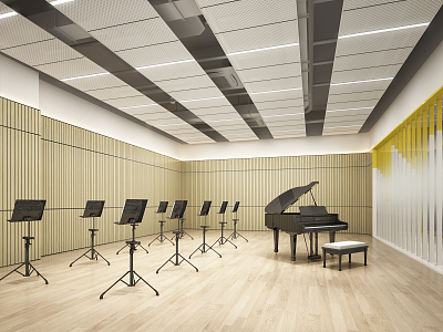 Modern music classroom four corridors 3d model