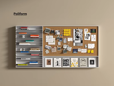 Modern Bookshelf Wall Hanging Bookshelf Books and Magazines Photo Wall Notes Wall Office White 3d model