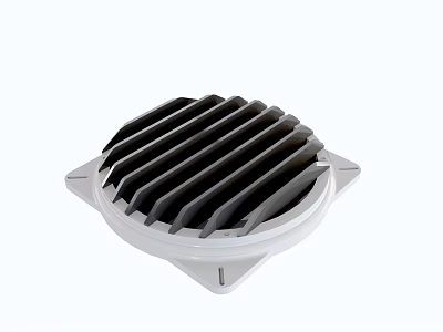 Modern Circular Ventilation Grille With Black Blades And White Frame 3d model