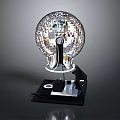 Modern Crystal Light Bulb Design With Reflective Surface And Black Base Stand