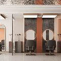 Warm Stylish Beauty Hair Salon Interior Design With Comfortable Styling Chairs And Backlit Mirrors