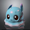 Cute Blue Creature Character With Red Big Eyes Purple Blue Ears And Pink Spots