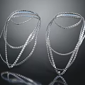 Elegant Modern Diamond Necklaces With Multi Layer Silver Chain Design 3d model