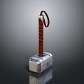 Fantasy Mythical Hammer With Brown Textured Handle And Silver Rune Metal Head