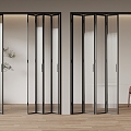 Modern metal frame glass folding door 3d model