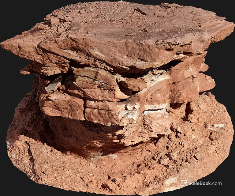 Red Layered Rock With Textured Surface For Garden Landscape Design 3d model