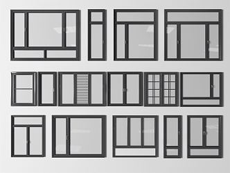 Modern casement window aluminum alloy window combination 3d model