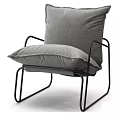 Modern Gray Fabric Single Sofa With Metal Frame And Comfortable Cushion Design