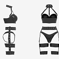 Stylish Black Corset And Harness Apparel With Straps And Buckles Design