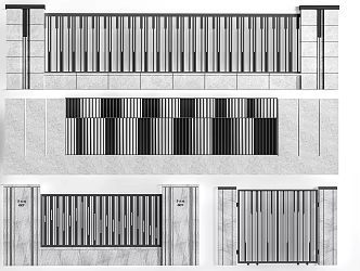 Community fence, courtyard wall, landscape fence, wrought iron grille fence 3d model