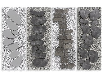 New Chinese Style Ting Bu Stone Head Paving Courtyard Garden Road Path Landscape 3d model