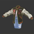 Stylish Black And White Varsity Jacket With Red Accents And Embroidered Details