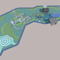 Roof Garden Design Featuring Paths Ponds Green Areas And Circular Seating Spaces