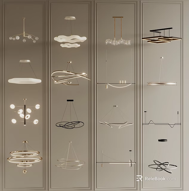 Modern Chandeliers Featuring Various Unique Shapes And Contemporary Design Styles For Interiors 3d model 