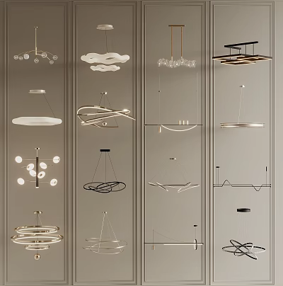 Modern Chandeliers Featuring Various Unique Shapes And Contemporary Design Styles For Interiors 3d model