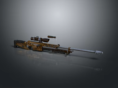 Golden And Black Sniper Rifle With Scope Long Barrel And Decorative Details 3d model Golden And Black Sniper Rifle With Scope Long Barrel And Decorative Details 3d model