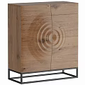 Modern Wooden Bedside Cabinet With Metal Frame And Storage Design Elements 3d model