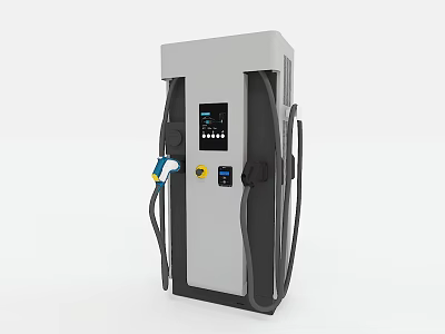 Modern Electric Vehicle Charging Station With Digital Display And Charging Cables 3d model