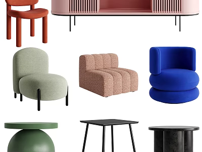 Modern Single Sofa Collection With Various Colors And Cozy Rounded Design For Home Decor 3d model