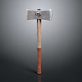 Durable Metal Axe Head With Wooden Wrapped Handle For Hardware Tools 3d model