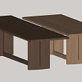 Dark Brown Wooden Table With Minimalist Design And Solid Wood Structure 3d model