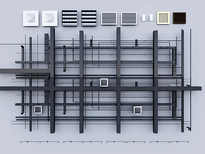 Industrial Equipment Structural Components With Metal Framework And Ventilation Panels 3d model