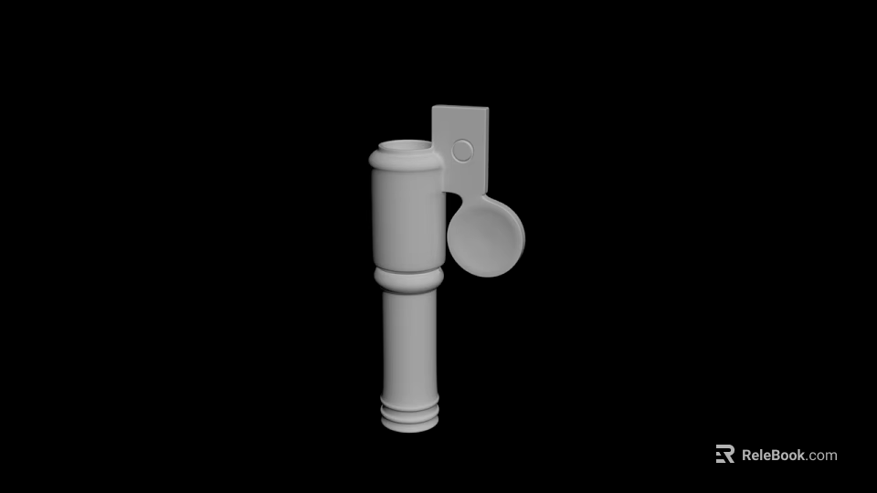 3D Model of White Cylindrical Object with Circular Component and Square Part 3d model 
