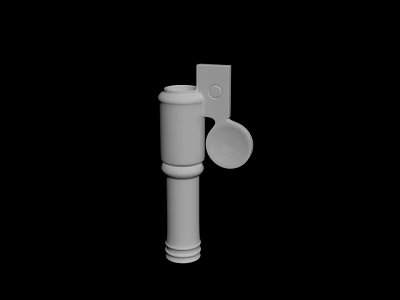 3D Model of White Cylindrical Object with Circular Component and Square Part 3d model