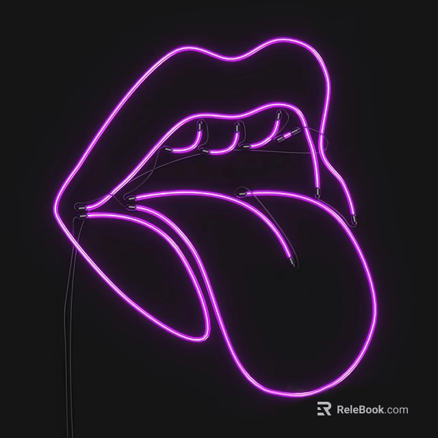 Unique Purple Neon Lips Shape Decorative Light for Modern Home Decoration 3d model 