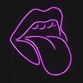 Unique Purple Neon Lips Shape Decorative Light for Modern Home Decoration