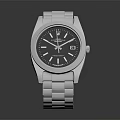 Luxury Fashion Accessory Rolex Wristwatch With Silver Metal Band And Black Dial