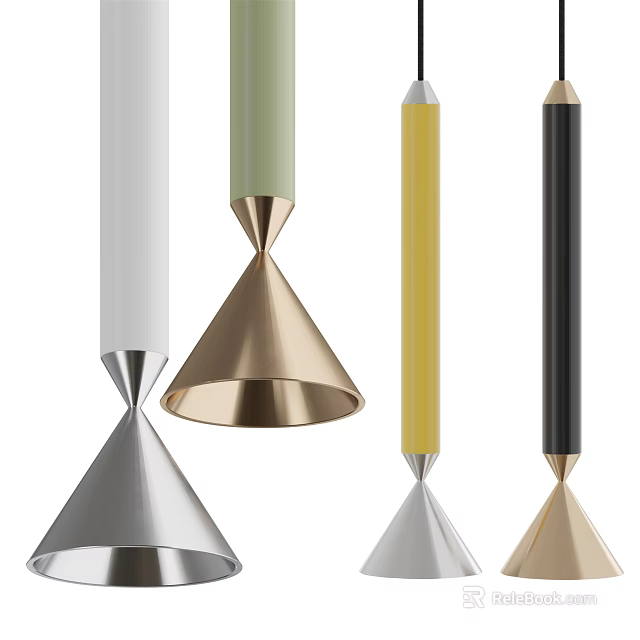 Modern Conical Pendant Lights In Various Colors With Metallic Accents And Sleek Design 3d model 