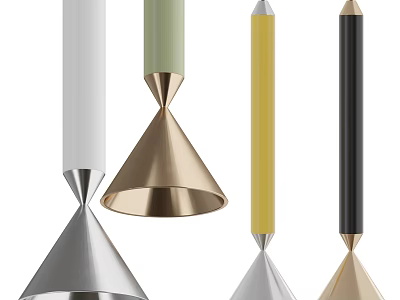 Modern Conical Pendant Lights In Various Colors With Metallic Accents And Sleek Design 3d model