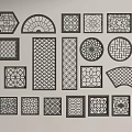 Chinese-style flower-cut window 3d model