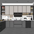 Modern Open Kitchen Interior With Gray Cabinets Island Counter And Appliances