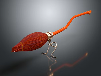 Red And Golden Decorative Ornament Set With Curved Design On Metal Stand And Smooth Surface 3d model