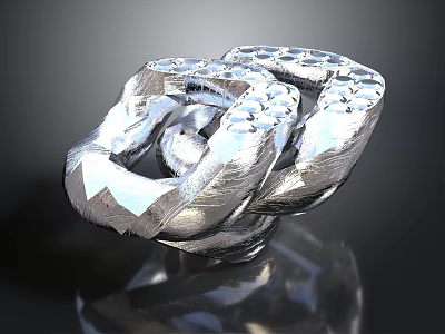 Silver Metallic Decorative Household Item With Intertwined Textured Structure And Shiny Finish 3d model