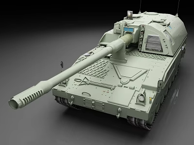 Detailed Gray Military Tank Model With Long Cannon And Tracked Design Features 3d model