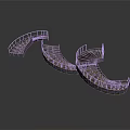 Curved Metallic Stairs With Metal Railings And Three Connected Arches