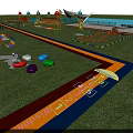 Outdoor Playground Equipment With Climbing Structures Swings And Colorful Turf Area