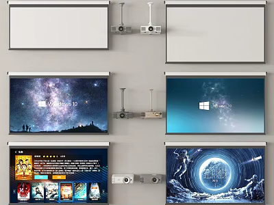 Projection Monitoring System With Wall Mounted Screens And Multiple Content Displays 3d model