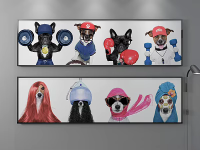 Animal Paintings Featuring Cute Dogs in Human Costumes for Wall Decor 3d model