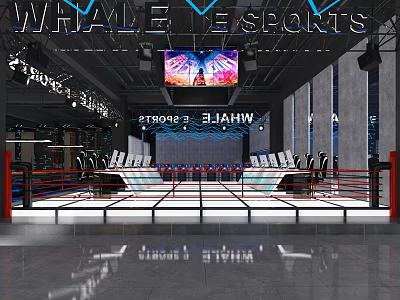 Modern Esports Cybercafe With Gaming Arena PCs Chairs And Large Screen 3d model