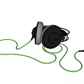 Headphone Audio Cable on Black Spool with Green Wire and Plug