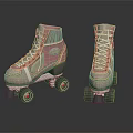 Pink Roller Skates With White Laces And Black Wheels Classic Design Style
