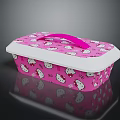 Cute Pink Hello Kitty Pattern Tableware Set With White Lid And Pink Handle 3d model